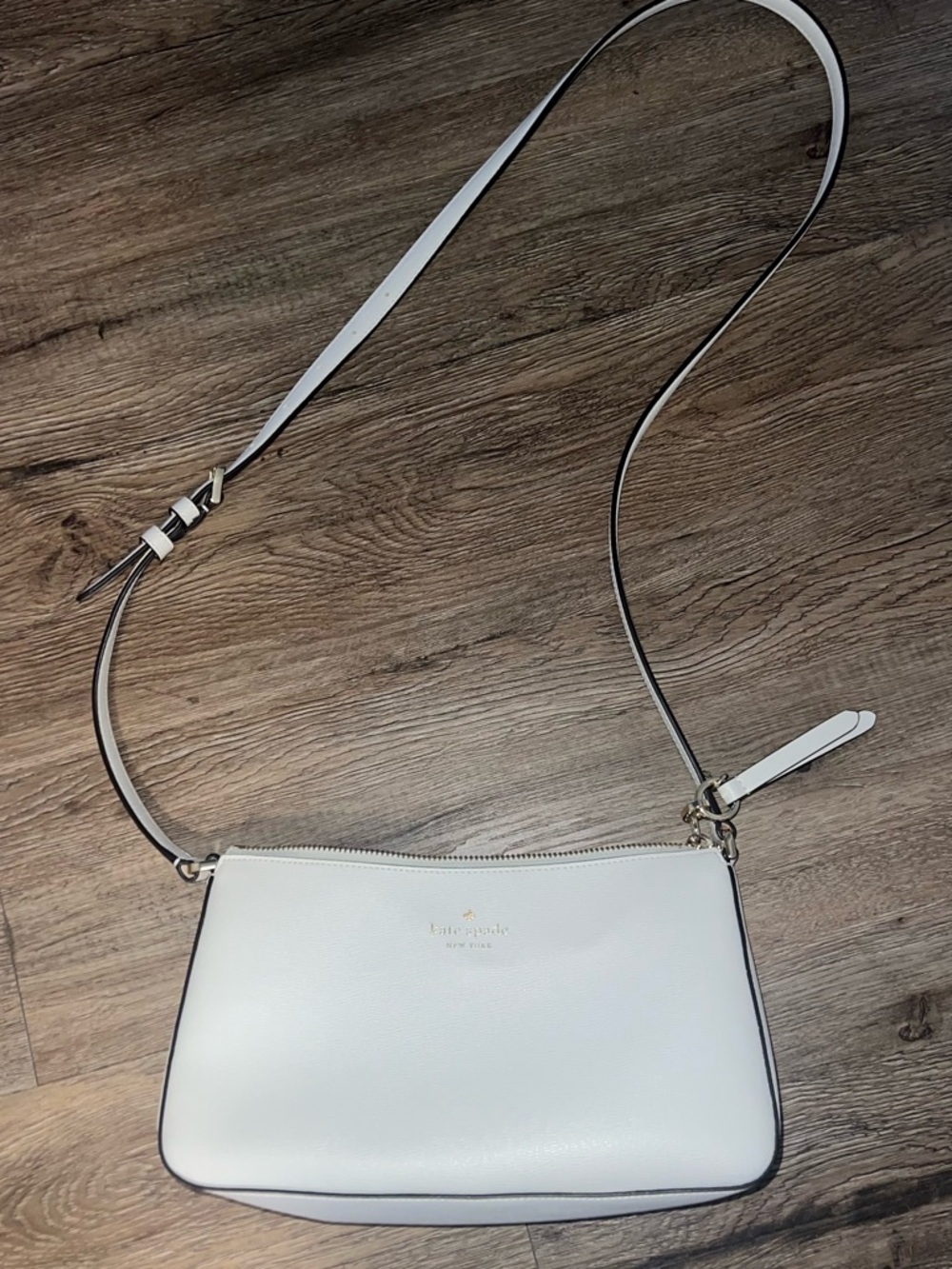 kate spade Ginnie White Crossbody with Gold Hardware